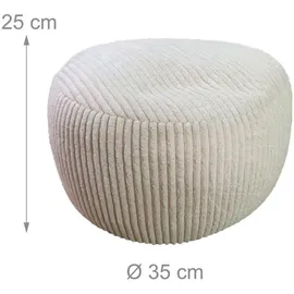 Relaxdays Pouf Cord 35 x 25 x 35 cm Beige