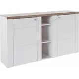Home Affaire Sideboard Larona, zeitlose Kommode mit 2 Türen, Türkommode, Breite 155 cm, Höhe 84 cm, viel Stauraum, Anrichte mit dekorativer Rahmenoptik weiß