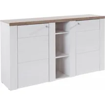 Home Affaire Sideboard Larona, zeitlose Kommode mit 2 Türen, Türkommode, Breite 155 cm, Höhe 84 cm, viel Stauraum, Anrichte mit dekorativer Rahmenoptik weiß