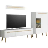 INOSIGN Wohnwand »Torge, Anbauwand, Schrankwand, Mediawand, Wohnzimmer-Set«, (Set, 3 St.), enthält 1 Vitrine, 1 Lowboard + 1 Wandboard, 270 cm breit, weiß