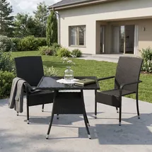 Juskys Yoro Polyrattan Gartenstuhl Schwarz 2 St.