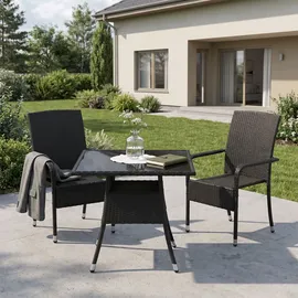 Juskys Yoro Polyrattan Gartenstuhl Schwarz 2 St.