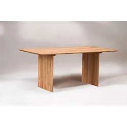 Esstisch HOME AFFAIRE "Waldhain Küchentisch, Holz-Wangengestell, Wildeiche massiv geölt", beige (natur, schweizer kante), B:160cm H:76cm T:90cm, Tische, Baum Kante oder Schweizer Kante, erhältlich in 3 Größen, natur geölt