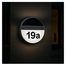 Melitec Solar-Hausnummer SH06, moderne LED-beleuchtete Hausnummer, für außen, wasserdicht, aus Edelstahl, kabellose Solar-Hausnummernleuchte - Silber