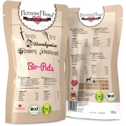 Herzenshund 130 Gramm Hundenassfutter 15 x 130 Gramm Bio Pute mit Hirse