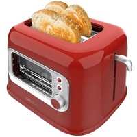 Cecotec Vertikaler Toaster RetroVision Red, 700W Leistung, 2 Extra-breite Schlitze, Einzigartiges Anzeige-Design, Bräunungssteuerung, Retro-Design, Staubabdeckung