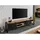 Massivmoebel24 BLACKBURN TV-Lowboard 240x45x55 cm Natur Klar Lackiert/Schwarz Holz/Metall
