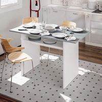 Dmora Ausziehbarer Tisch mit Buchöffnung, grau, 120 x 77 x 35 cm