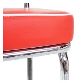 Mendler 2er-Set Barhocker Avellino, Barstuhl Tresenhocker, Retro 50er Jahre Design, Kunstleder FSC® ~ rot-weiß