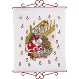 MARUSSIA Eva Rosenstand Wandbehang Kreuzstich Set Adventskalender, Weihnachtsmann mit Kinder, Zählmuster, 40x50cm