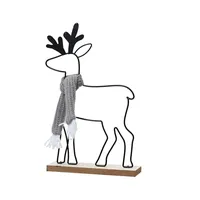 Kaemingk Dekofigur Hirsch mit Schal 29cm Metall - Deko Aufsteller für die Weihnachts- und Winterzeit - Dekohirsch Weihnachtsfigur - Weihnachtsdeko Metallfigur - Metallhirsch Weihnachten - Schwarz