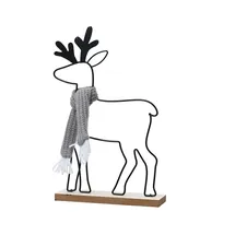 Kaemingk Dekofigur Hirsch mit Schal 29cm Metall - Deko Aufsteller für die Weihnachts- und Winterzeit - Dekohirsch Weihnachtsfigur - Weihnachtsdeko Metallfigur - Metallhirsch Weihnachten - Schwarz
