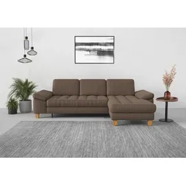 sit&more Ecksofa SIT & MORE "Westham L-Form", braun (chocco), B:275cm H:88cm T:172cm, 100% Polyester, Sofas, Ecksofa, mit Recamiere, mit oder ohne Bettfunktion, Bettkasten, Füße Eiche