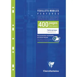 Clairefontaine 1792C - Packung Ringbucheinlagen mit 200 Blatt A4 (21x29,7cm) 90g, kariert, Weiß