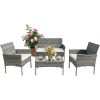Relaxdays Gartenmöbel Set 4-tlg. Grau