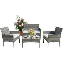 Relaxdays Gartenmöbel Set 4-tlg. Grau
