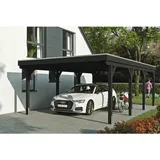 SKANHOLZ Skan Holz Grunewald - Flachdach Carport aus Leimholz Breite 427 cm Gr. 2 - 427 x 796 cm Aluminium Dachplatten mit Trapezprofil (unbehandelt) anthrazit Holzcarport