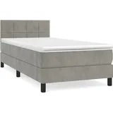 vidaXL Boxspringbett mit Matratze Hellgrau 90x200 cm Samt