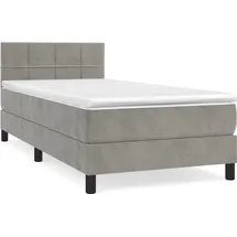 vidaXL Boxspringbett mit Matratze Hellgrau 90x200 cm Samt