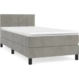 vidaXL Boxspringbett mit Matratze Hellgrau 90x200 cm Samt