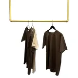 Kleiderstange Garderobe Industrie Design für Decke Gold | Breite 70 cm x Höhe 30 cm | Garderobenstange | Ankleidezimmer | Schlafzimmer | begehbarer Kleiderschrank M0213-Gold