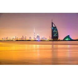 Fototapete PAPERMOON "DUBAI SKYLINE-EMIRAT BURJ AL ARAB", bunt, B:4,00m L:2,60m, Vlies, Tapeten