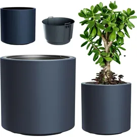 Prosperplast Blumentopf Blumenkübel mit Einsatz Heos Anthrazit Kunststoff, 30 cm