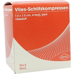 Schlitzkompresse Vlies 7.5x7.5cm 4Fach Steril Ausb 50 ST