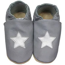 HOBEA-Germany Kitaschuhe grau Stern silber 20/21 - 18 Monate) Kautschuksohle