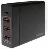 Logilink PA0122 USB Ladegerät 60 W 1x USB-A, 3x USB-C® Schwarz Innenbereich Auto-Detect