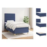 vidaXL Boxspringbett mit Matratze Blau 100x200 cm Stoff