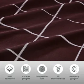 otto home Wendebettwäsche »Nature in Gr. 135x200 oder 155x220 cm« 2 Stk., tlg. Bettwäsche in unregelmäßigem Karo-Muster rot