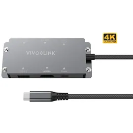 Vivolink VLUSBCHUB, 3.2 Gen 1 (3.1 Gen 1), USB Typ-C, HDMI-Ausgang, DisplayPorts ausgang, 3840 x 2160 Pixel