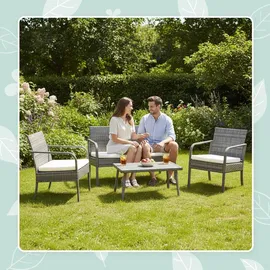 Relaxdays Gartenmöbel Set 4-tlg. Grau