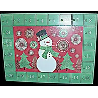 Michaels Holz Weihnachten Adventskalender Schubladen Grün Rot Schneemann 12 x 16