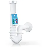 Bächlein flexibler Ablaufschlauch fürs Waschbecken - G 1 1/4" x 32 mm, ausziehbar von 320-800mm, Geruchsverschluss individuell anpassbar