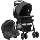 vidaXL 3-in-1 Kinderwagen dunkelgrau und schwarz 10390