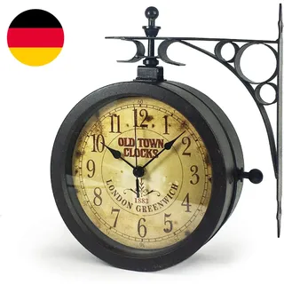 TFA Dostmann Nostalgie Wanduhr Und Thermometer, Gartenuhr, 60.3011, Outdooruhr,