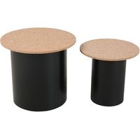 SIT Möbel Cork Beistelltisch (2er-Set) mit Säulengestell | schwarz