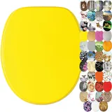 Sanilo WC Sitz ohne Absenkautomatik, viele neue Toilettendeckel zur Auswahl, hochwertige Oberfläche, stabile Scharniere, leichte Montage (Gelb)