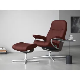 Stressless Relaxsessel STRESSLESS "Consul", rot (cherry paloma), B:78cm H:97cm T:70cm, Leder PALOMA: PALOMA ist ein durchgefärbtes Semianilin-Möbelleder mit natürlicher Narbung., Sessel, Relaxsessel, mit Cross Base, Größe S, M & L, Holzakzent Wenge