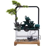 HarBin-Star Zimmerbrunnen mit LED Beleuchtung, Tischbrunnen Wasserfall, GartenAquariumHarz Desktop-Brunnen für Gelegenheiten Schlafzimmer Wohnzimmer Studie, Zimmerbrunnen 26 x12 x 13 cm