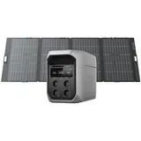 ECOFLOW DELTA 3 Max Plus tragbare Powerstation 2 048 Wh mit 400W Bifazialem Solarpanel, 3 000 W AC-Ausgang, 1 000 W Solareingang