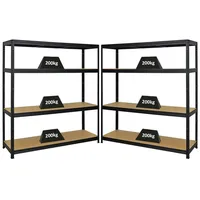 Proregal Mega Deal 2er-Set Schwerlastregal Giant Elephant 160x150x45cm mit 4 Ebenen Fachlast 200kg Schwarz, Kellerregal, Steckregal, Garagenregal, Lagerregal