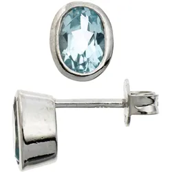 Paar Ohrstecker JOBO, silber (silber 925), Ohrringe, Damen, Silber 925 (Sterlingsilber), oval 925 Silber mit Blautopas