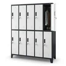 Jan Nowak Schließfachschrank Metall 136 x 45 x 172 cm Anthrazit/Weiß