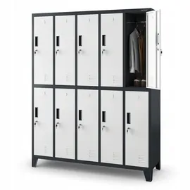 Jan Nowak Schließfachschrank Metall 136 x 45 x 172 cm Anthrazit/Weiß
