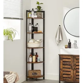 VASAGLE Eckregal 5 Ablagen Bücherregal Braun