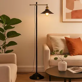 ETC Shop Alt Messing Steh Lampe Wohn Zimmer Fernbedienung Dimmer Leuchte im Set inkl. RGB LED Leuchtmittel