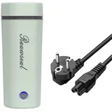 Rauwseul Reise-Elektrisch-Wasserkocher, 450 ml tragbarer Mini-Heizbecher, 3 in 1 Mini-Thermoskanne 304 Edelstahl-Liner, 220V 300W Schnellkoch-Teekanne-, Automatische Abschaltung, Hellgrün